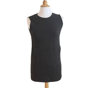 Norma Kamali Charcoal Gray Sleeveless Crew Neck Tunic/Top Kangaroo Pockets, S